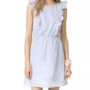 Madewell Bellflower Ruffle Pale Blue Chambray Dress Buttons in the Back …